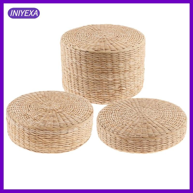 [Iniyexa] 12 นิ้ว Rustic Floor Cushion Straw Pouf ที่นั่งสมาธิ Ottoman Home Decor