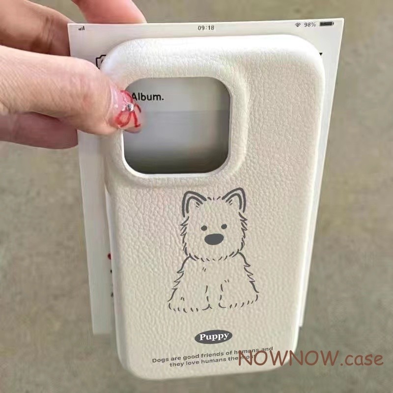 Iphone 16 15 14 13 12 11 Pro Max X XR XS Max 7 8 Plus INS น่ารัก Western Highland ลูกสุนัขหนังเคสโทรศัพท์ Soft cove