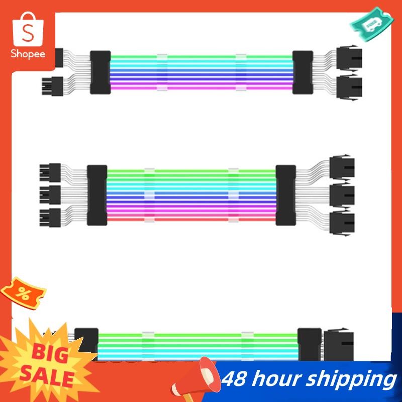 พร้อมสต็อก ARGB Power Supply Extension Cable สายไฟเมนบอร์ด RGB Extension Cable สําหรับคอมพิวเตอร์