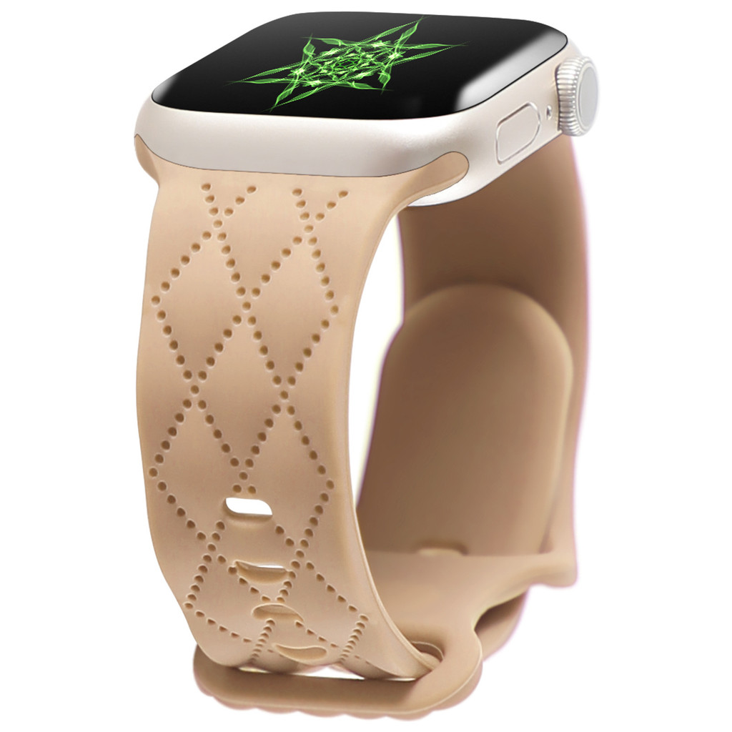 สายรัดหัวเข็มขัดซิลิโคนลายดอก Hermes สำหรับ Apple Watch s9iwatch10 S8/ultral46 mm