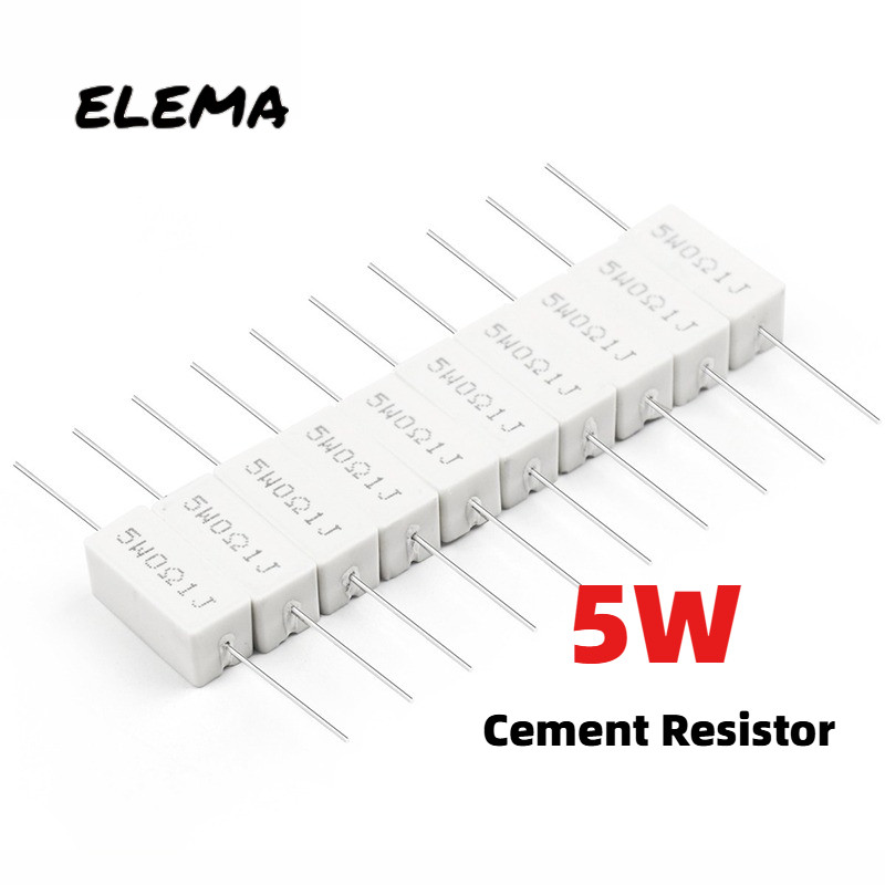 5w ตัวต้านทานซีเมนต์ 5% 0.1R-100R 0.22R 0.25R 0.5R 1R 2.2R 4.7R 5R 10R 15R 20R 22R 47R Ohm ตัวต้านทา