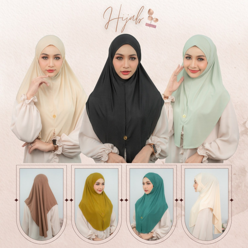 ผ้าคลุมฮิญาบแบบสวมสำเร็จ ผ่าหน้าทรงสวย HM84 รุสมีนีมุสลิม