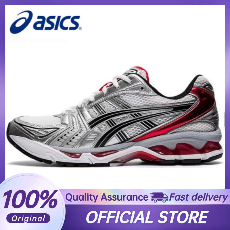 Asics 14 Silver Black Red รองเท้าวิ่ง unisex รองเท้าผ้าใบรองเท้าเดินป่า