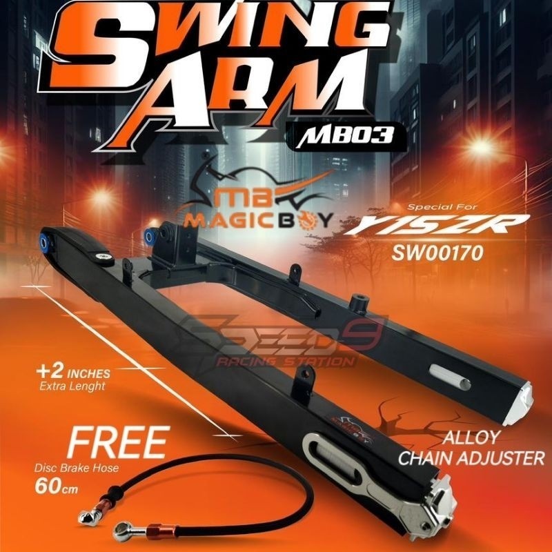 MAGICBOY MB03 แขนตัดมาตรฐาน + 2INCH ฟรีโลหะผสม CNC CHAIN ADJUSTER & เบรคท่อ Y15 Y16 Y15ZR Y16ZR Y16Z