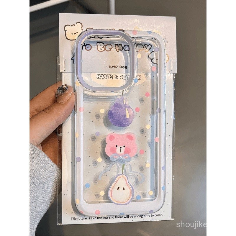 ลายจุดสีลายหมีสำหรับ iphone16/15เคสมือถือไอโฟน14 13PROMAX ฮิตในเน็ต11ช่อง12เรียบง่าย