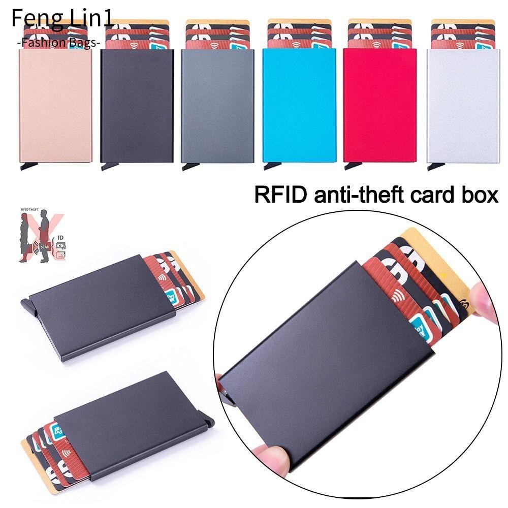 Fengling อัตโนมัติ Pop Up กระเป๋าสตางค์, Anti Theft อลูมิเนียม Slim ผู้ถือบัตรเครดิต, กล่องการ์ดกระเป๋า Cardholder กระเป๋าเงิน RFID Blocking ผู้ถือบัตรผู้ชาย