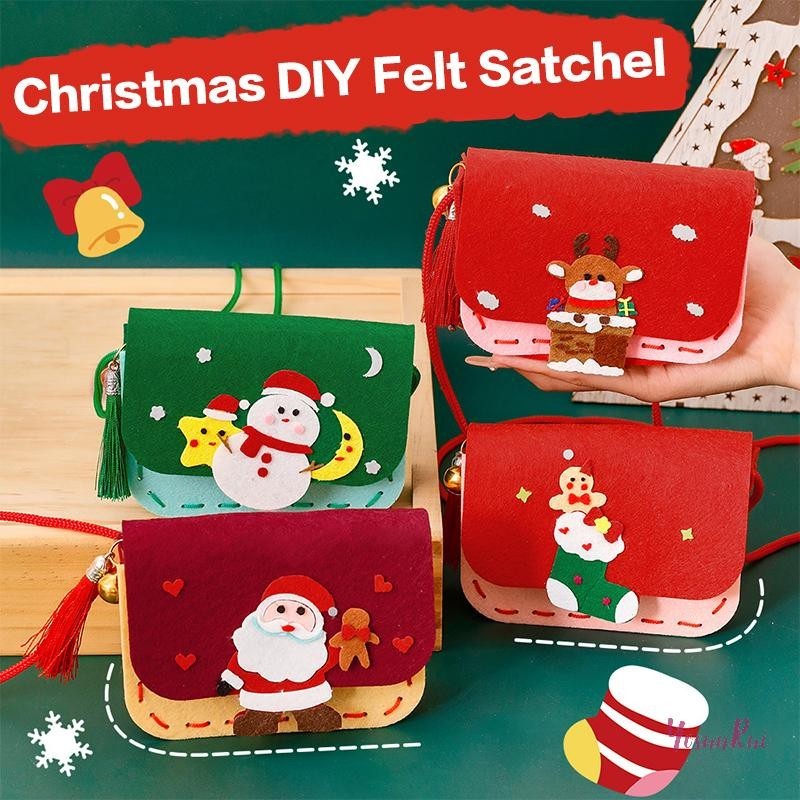 Yosunrui] คริสต์มาสไม่ทอใหม่หัตถกรรม DIY ของเล่นเด็กเอียงไหล่กระเป๋า Self Made กระเป๋าสตางค์ศิลปะหัตถกรรมของเล่นเพื่อการศึกษาใหม่
