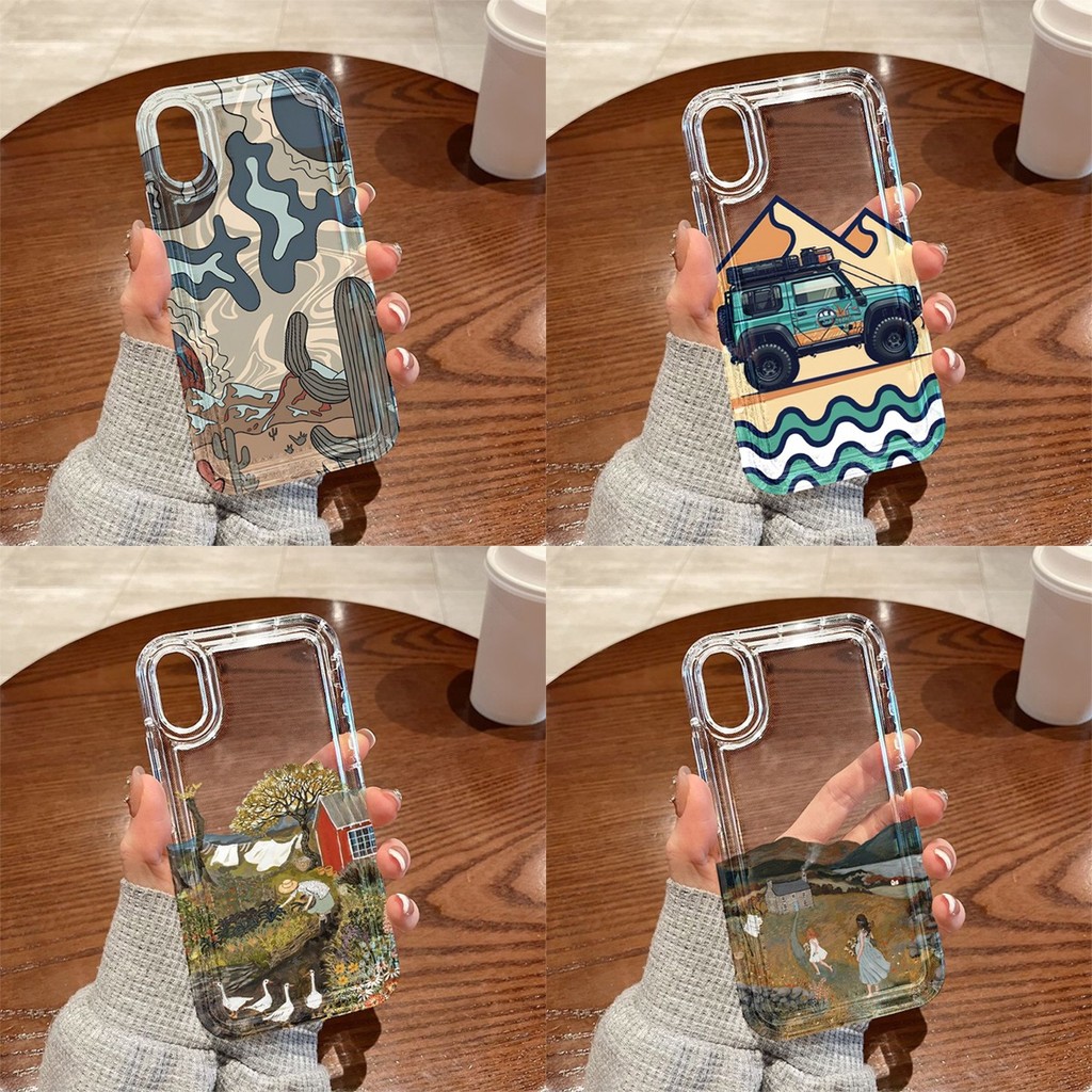 เคส for OPPO A60 A17K A18 A38 A78 A98 A16 A15 A54 A55 A57 A77S A52 A94 A12 A31 A9 A5 A8 ชนบท ซิลิโคนอ่อนนุ่ม กันกระแทก