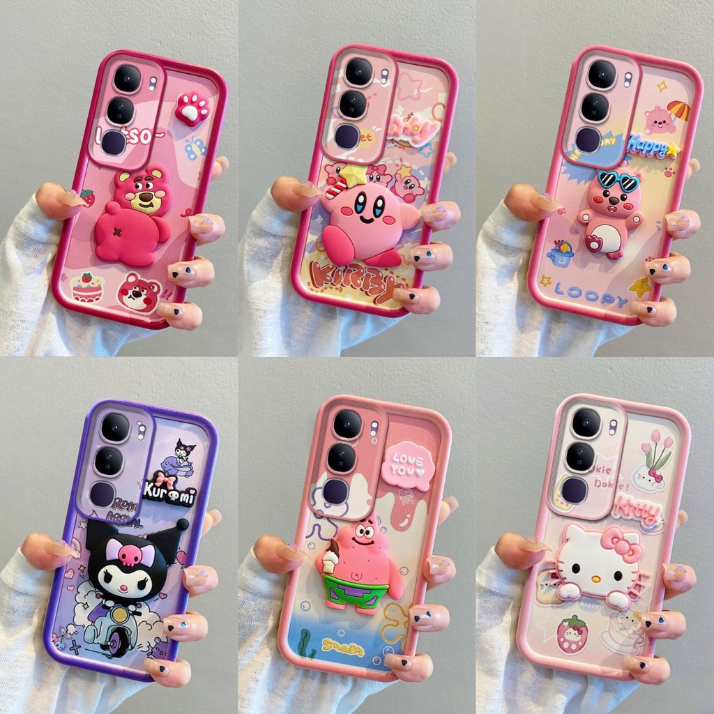 เคส Vivo Y19s ตุ๊กตาการ์ตูนซิลิโคน 3D น่ารักป้องกันการตกเคสโทรศัพท์เชือกแขวน
