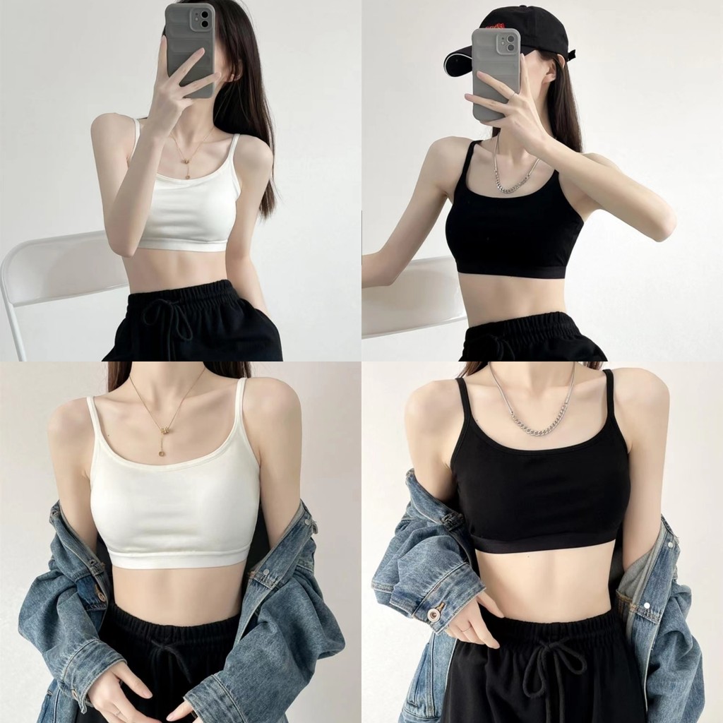 💖Bonnie💖สายเดี่ยวสีทึบ ผ้านุ่ม ครอปสั้น ใส่สบาย เสื้อกล้ามผู้หญิงผ้าเนื้อดี เข้ากับทุกการแต่งกาย