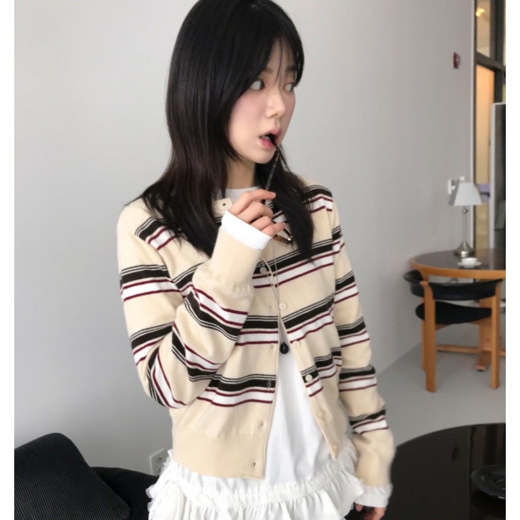 ไลซีน สามสีพร้อมสต็อก25ฤดูใบไม้ผลิฤดูร้อนเกาหลี อิน ย้อนยุคลายถักบางคาร์ดิแกนแจ็คเก็ตครีมกันแดดเสื้อ เตรียมใจ ญี่ปุ่นคาร์ดิแกนเสื้อเครื่องปรับอา