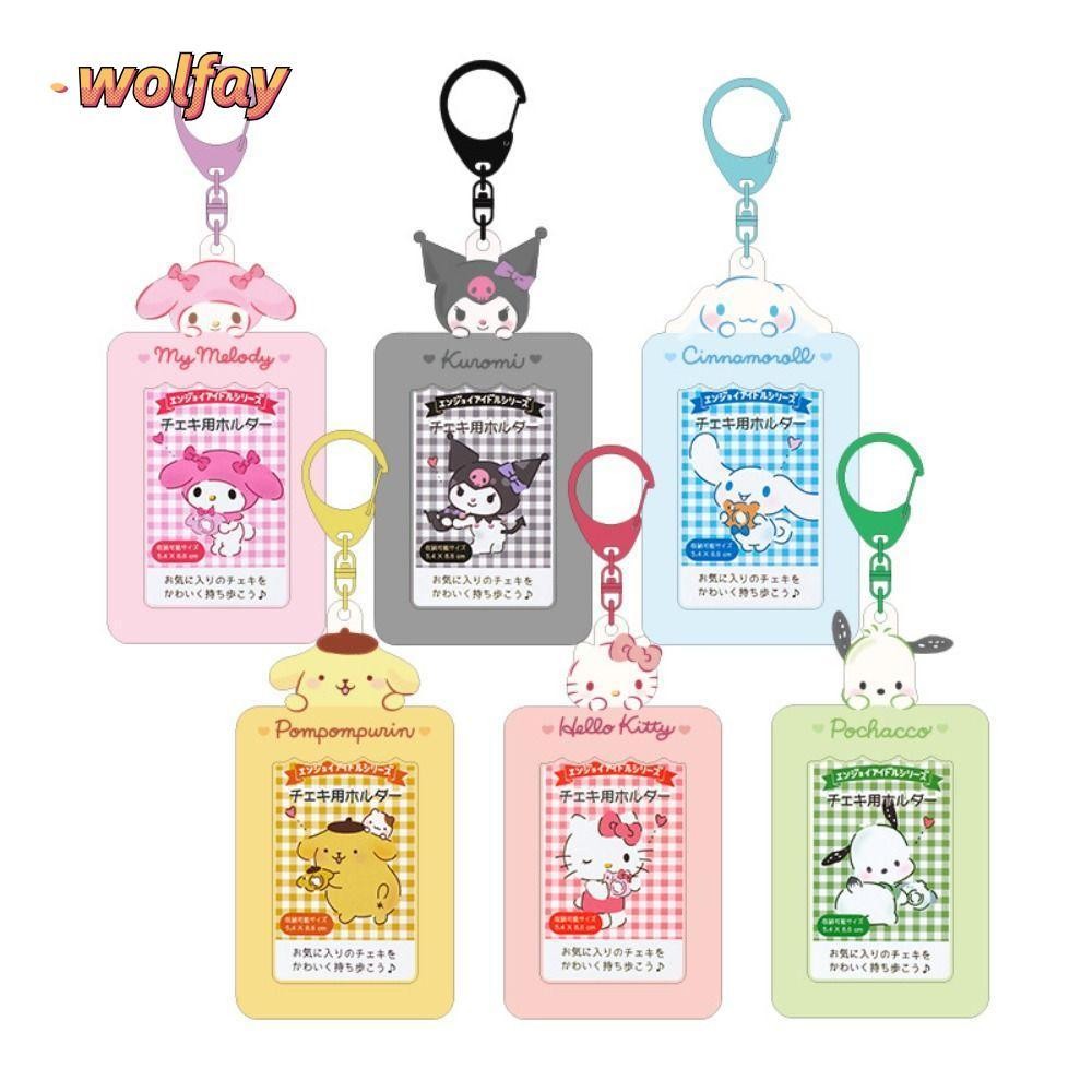 Wolfay ที่ใส่บัตรน่ารัก, กล่องใส่การ์ด Cinnamoroll ที่ใส่ภาพการ์ตูน, พวงกุญแจ Pochacco My Melody Kuromi Kawaii กระเป๋าการ์ด