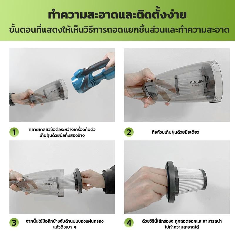 PINSEN เครื่องดูดฝุ่นไร้สาย Makita ในรถ เครื่องดูดฝุ่นในบ้าน 1200w  ที่ดูดฝุ่นไร้สาย 45,000R เครื่องดูดฝุ่นมือถือ - รูปที่ 3