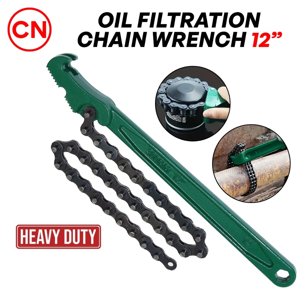 CN FQ12 Heavy Duty น้ํามันกรองโซ่ Spanner ประแจ 300 มม.12/ Spanar Miyak Hitam Kereta