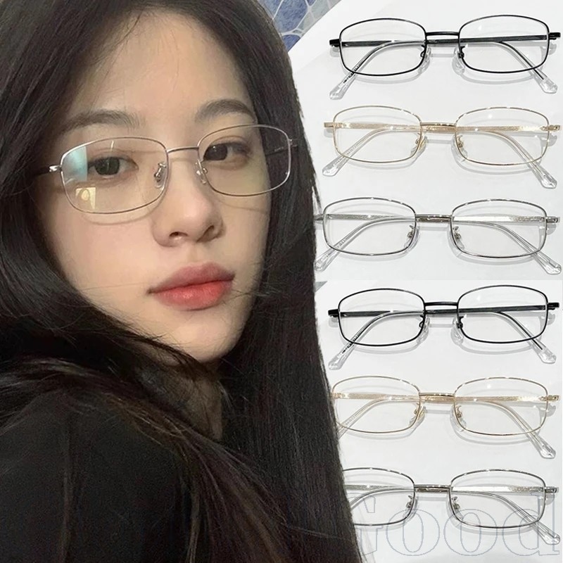 แว่นตาทรงเหลี่ยมวินเทจสีทอง/เงิน | กรอบโลหะบาง ดีไซน์มินิมอล | วัสดุ พีซี แว่นตาตกแต่ง ไม่จํากัดเพศ สําหรับสวมใส่ทุกวัน