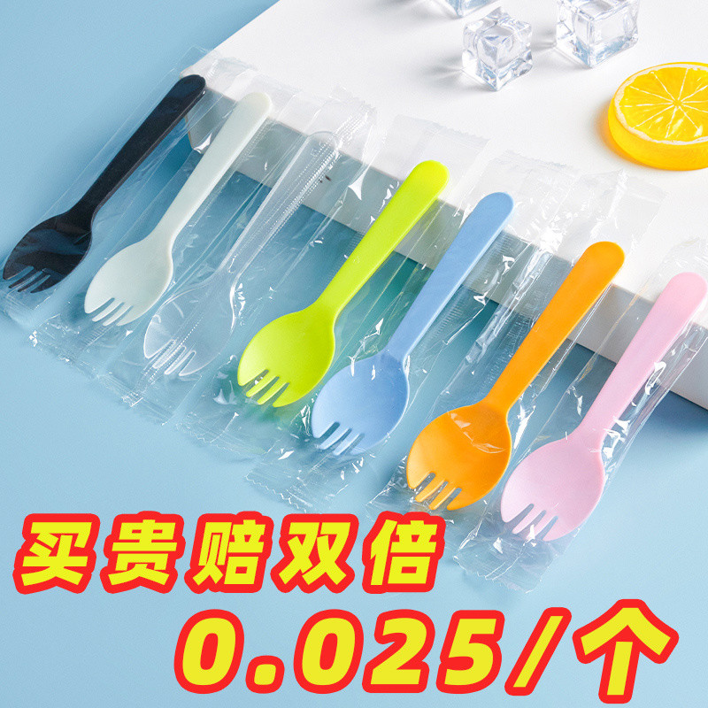 [Hot Sale][2.6Repurchased thousands of times]Disposable Forks Plastic Spoons ins Food Grade Cake Ice