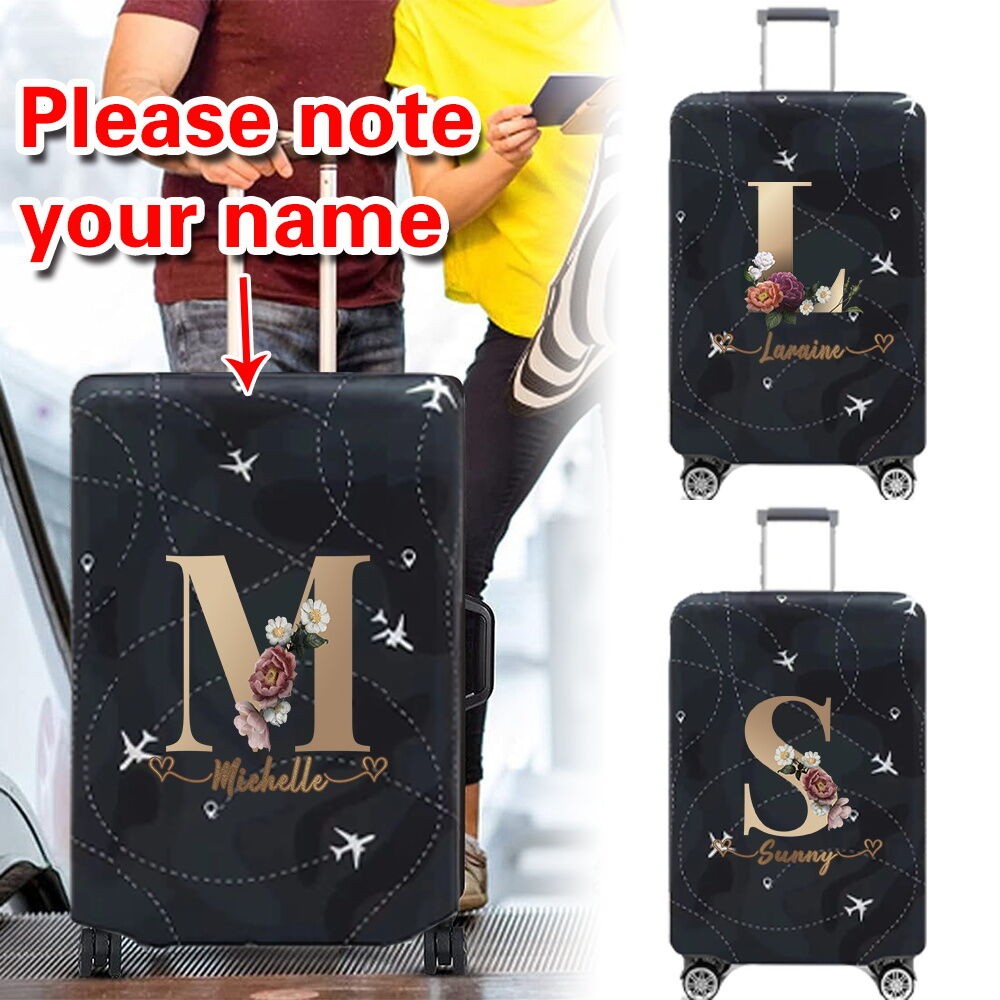 Customization name ชุดเดินทางพร้อมปกกระเป๋าเดินทางผ้ายืดแบบ (18-32) พิมพ์ลวดลาย Elastic fabric Luggage Cover