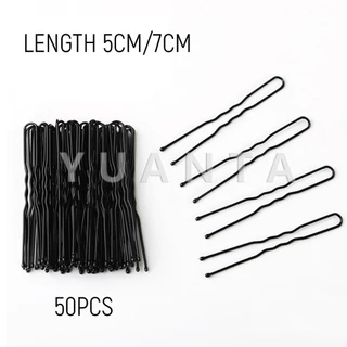 Yuanta 50Pcs กิ๊บตัวยู U กิ๊บดำ ปลอดภัย กิ๊บพิธีการ เครื่องมือจัดแต่งทรงผม Hairpin
