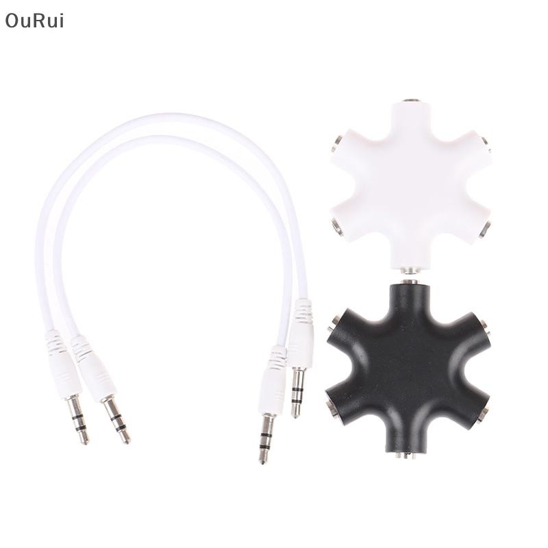 {B&C Apr} 6*3.5 มม.Way Multi Port Hub Aux ช่องเสียบหูฟัง Splitter ตัวแปลงสายสัญญาณเสียง {th}