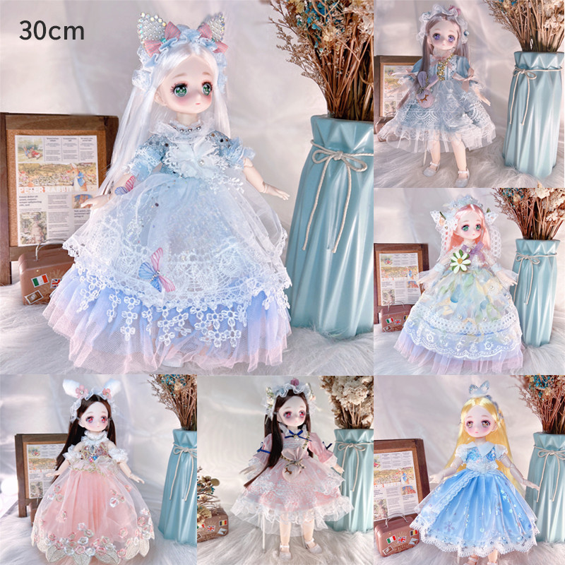 พร้อมส่ง  ตุ๊กตาเจ้าหญิงน้อย BJD ตุ๊กตา 3D ข้อต่อขยับได้30ซมของเล่นสําหรับเด็ก ของขวัญ