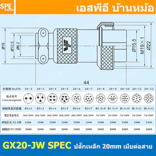GX20 Aviation Plug VF Connector Metal Connector ปลั๊กเหล็ก 20 มิล 20 mm Metal Connector ขั้วปลั๊กเหล็ก Male Female Co...