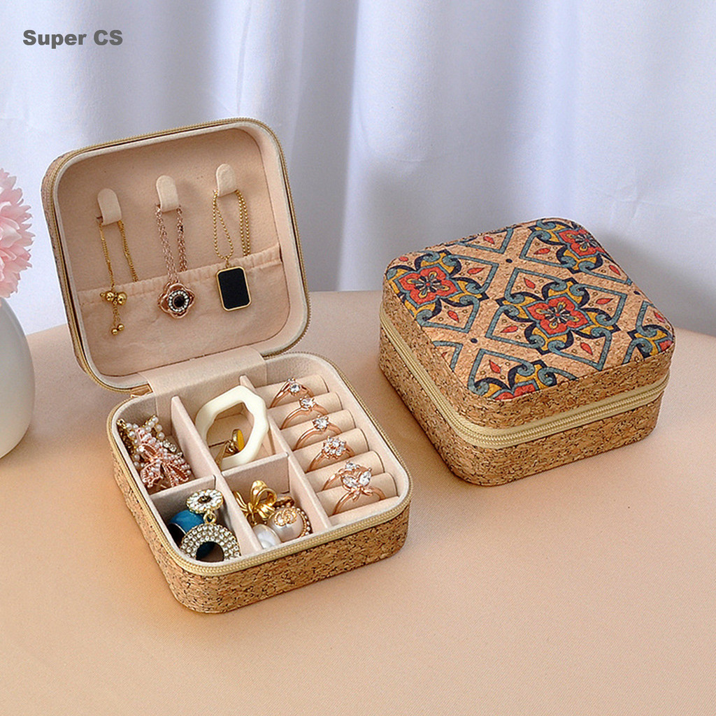 ผ้าพรีเมี่ยมผู้หญิง Jewellery กระเป๋าปักด้านหน้าซิปปิด Jewellery Organizer กระเป๋าเดินทางเจ้าสาวกระเ