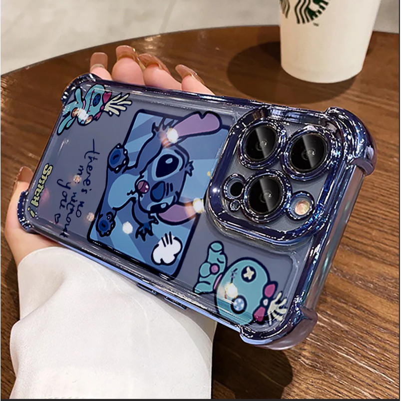 SAMSUNG เคสโทรศัพท์สําหรับsamsung Galaxy A56 A36 A55 A54 A25 A26 A16 A15 A51 A02 A24 A33 A04E A04 A03 Core A32 A13 A06 A02Sเปลือกชุบหรูหราถุงลมนิรภัยน่ารักการ์ตูนStitch - รูปที่ 4