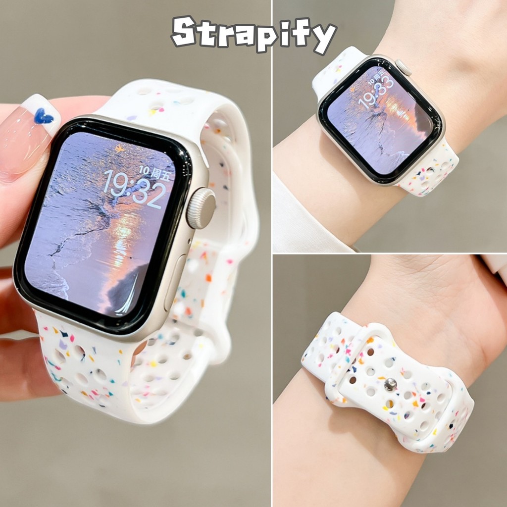 Huawei watch fit 3 Multicolored dots สายซิลิโคนสําหรับ huawei fit4 Breathable เปลี่ยนสร้อยข้อมือสําหรับ fit4pro อุปกรณ์เสริม Sport Skin friendly