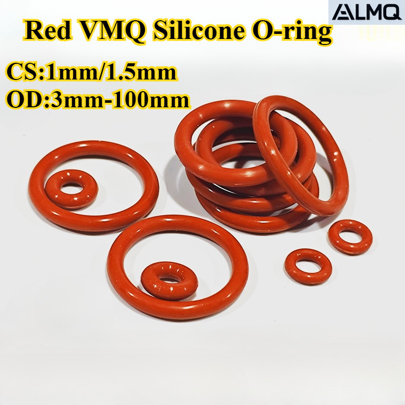 [LMQ-OXQ] โอริงซิลิโคน VMQ สีแดง (CS1mm/1.5mm * OD3mm-100mm) แหวนปิดผนึก, ปะเก็นกลมยาง, ความยืดหยุ่นที่ดี, กันน้ําและทนต่ออุณหภูมิสูง