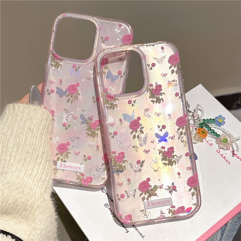 Phone 16 Pro Max 15 Pro Max เคสโทรศัพท์กระบวนการ TPU ลายดอกไม้วัสดุ IMD