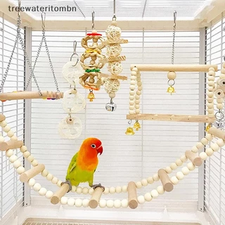 Tt 8 ชิ้นผสม Parrot Bird ของเล่น Parrot การฝึกอบรมของเล่นไม้ธรรมชาติ Parrot Swing Perch ของเล่นนก Cage Climb สัตว์เลี้ยงอุปกรณ์ mbn