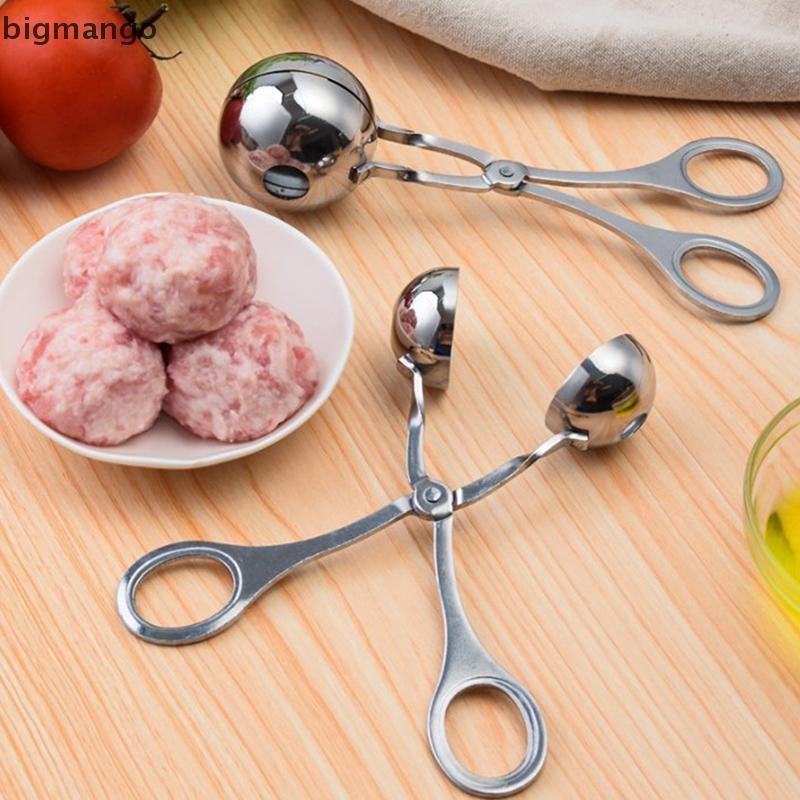 [บิ๊กมะม่วง] ข้าวปั้นลูกไอศครีมสแตนเลสแม่พิมพ์ลูกชิ้นที่มีหลุมเงินครัวเครื่องมือเครื่องครัวลูกชิ้นช้อนชงลูกชิ้นหุ้นใหม