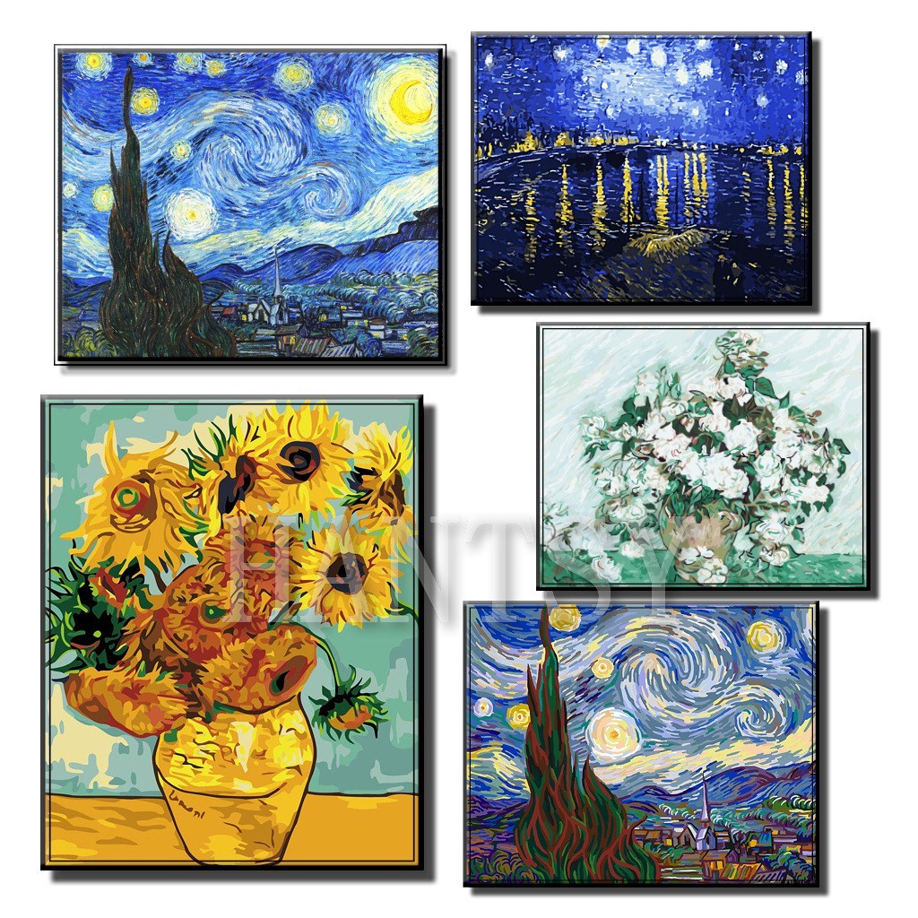 30*40ซม.diyภาพสีน้ํามันดิจิตอล/van Gogh/สีโดยตัวเลข/ผ้าใบมืออาชีพและสิ่งแวดล้อม สีที่เป็นมิตรกับสิ่งแวดล้อม/ศูนย์พื้นฐานที่จะจิตรกร