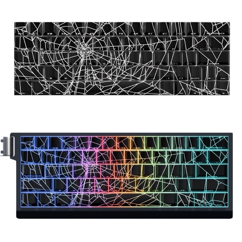 TREA 64 74Key Keycaps Customs Spiders Keycap ชุดพิมพ์ด้านข้าง Backlit Key Keycaps สําหรับ 60 61 63 64 65 คีย์บอร์ด