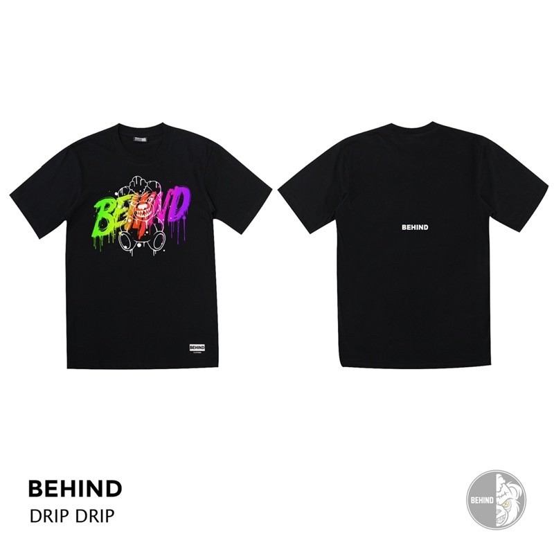 BEHIND เสื้อยืด “ DRIP DRIP “  แขนสั้น แนวสตรีทเสื้อยืดชาย