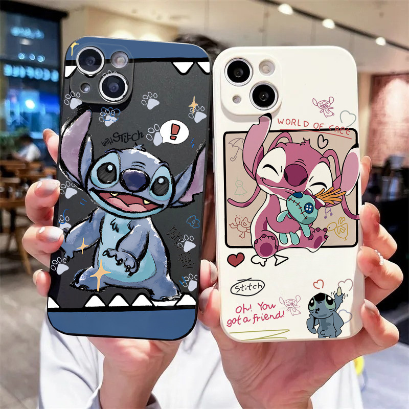 ปลอกสําหรับOPPO A1 A60 A5 PRO A15S A16S A16K A17 A18 A31 A38 A53S A54 A57 A77S A3S A5S A76 A36 A78 A92 A9 F7 แองเจิลF11 คู่Disney Stitch F7 F7 F7 F7 คู่น่ารักS A7
