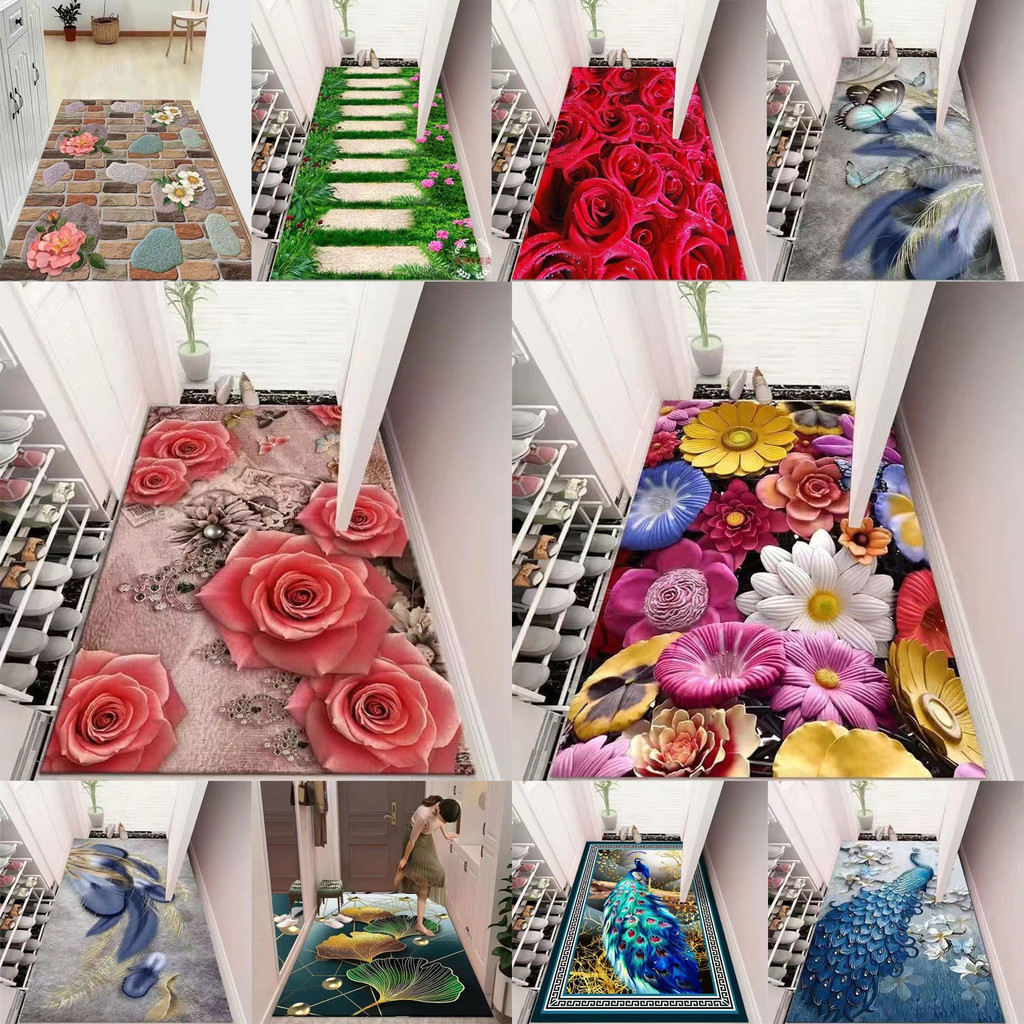 ตกแต่งบ้าน  พรมปูพื้นบ้านพรมพรมดอกไม้สไตล์ห้องนั่งเล่นห้องนอนพรมพื้นที่พรมเช็ดเท้า80*200เซนติเมตร80*160เซนติเมตร ราคาพิเศษ