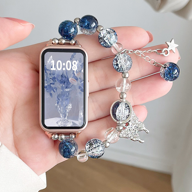 คริสตัลผีเสื้อสําหรับ Samsung Galaxy Fit 3 สมาร์ทนาฬิกาสายรัดข้อมือสร้อยข้อมือยืดหยุ่นผู้หญิงหญิง Watchband สําหรับ Galaxy Fit 3