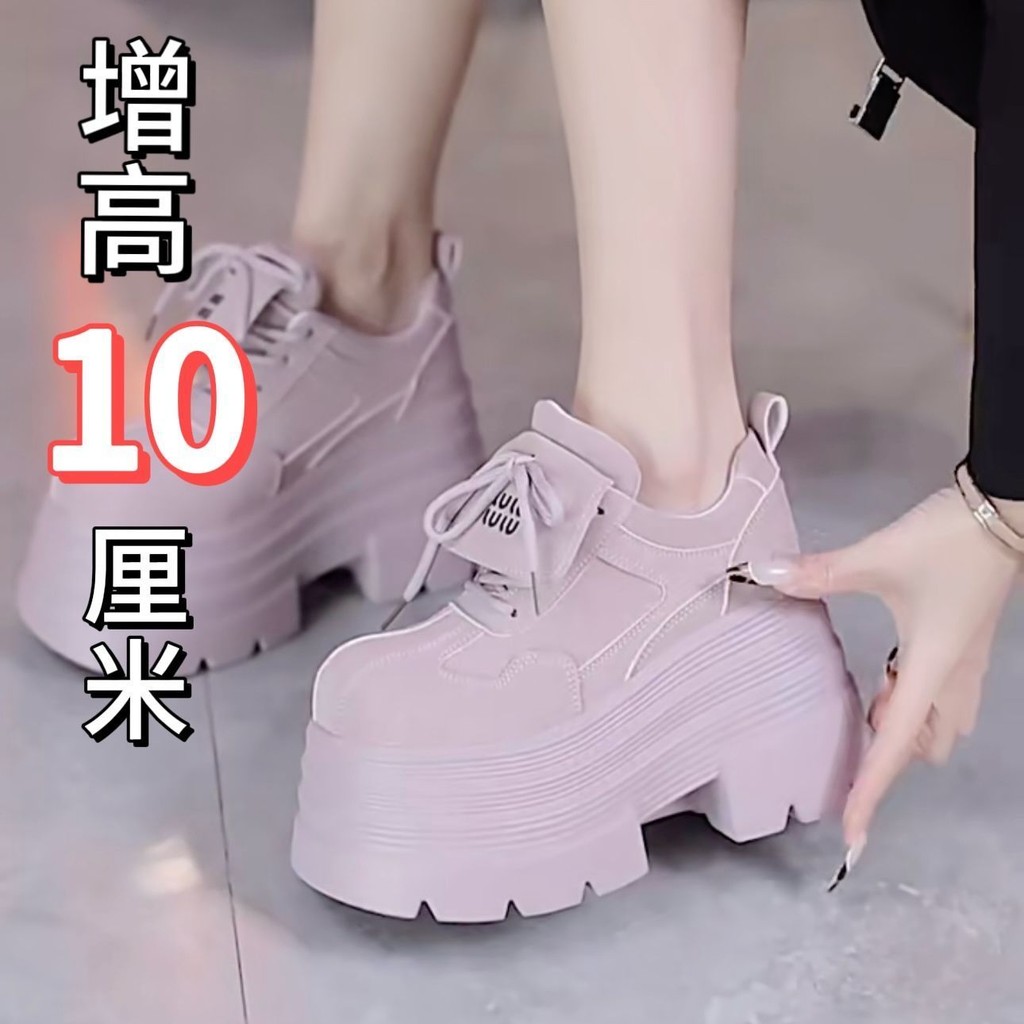 รองเท้าโลฟเฟอร์พื้นหนา 10 ซม. แบบผูกเชือก สบายๆ น้ำหนักเบา เพิ่มความสูง