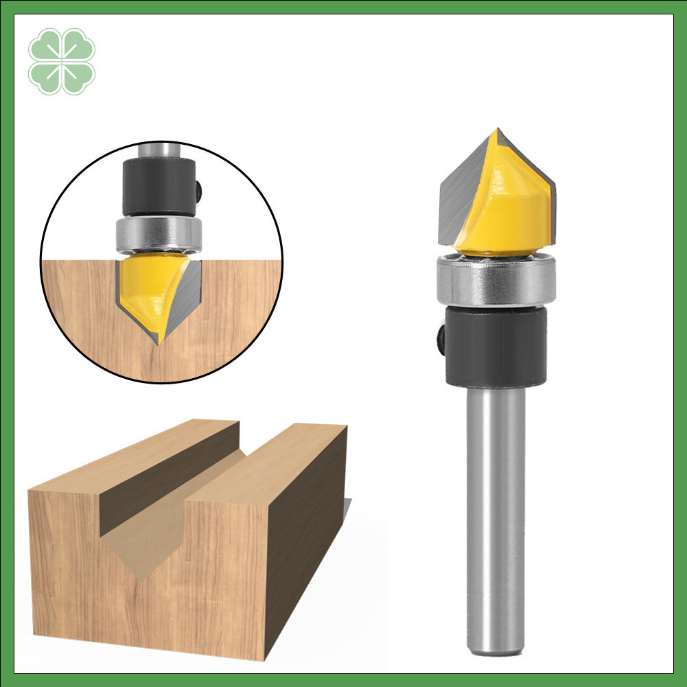 90° V-Groove Chamfer Bit สําหรับงานไม้และแผงอลูมิเนียมคอมโพสิต, YG6 คาร์ไบด์ V-Type Router Bit, 1/4 