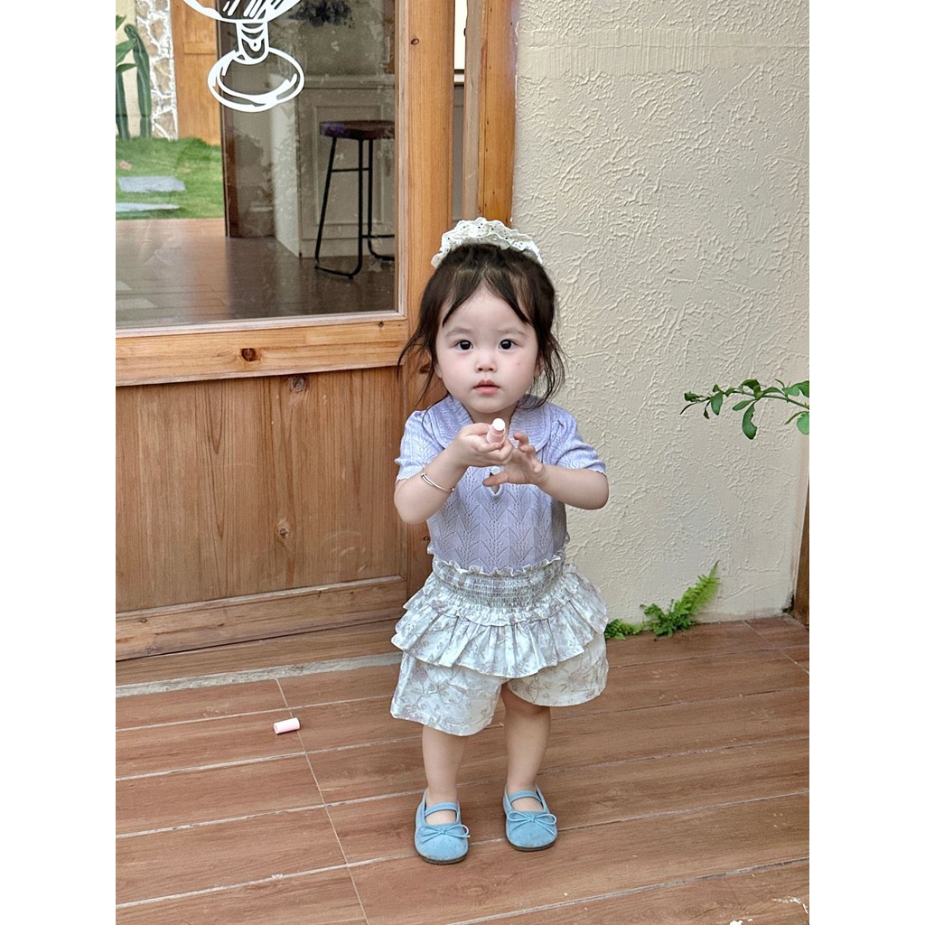 ชุดเสื้อสวมหัวสำหรับเด็กผู้หญิงฤดูร้อน คอปกหยวนเปา บางและน่ารัก ชุดถักเทนเซล WHY3