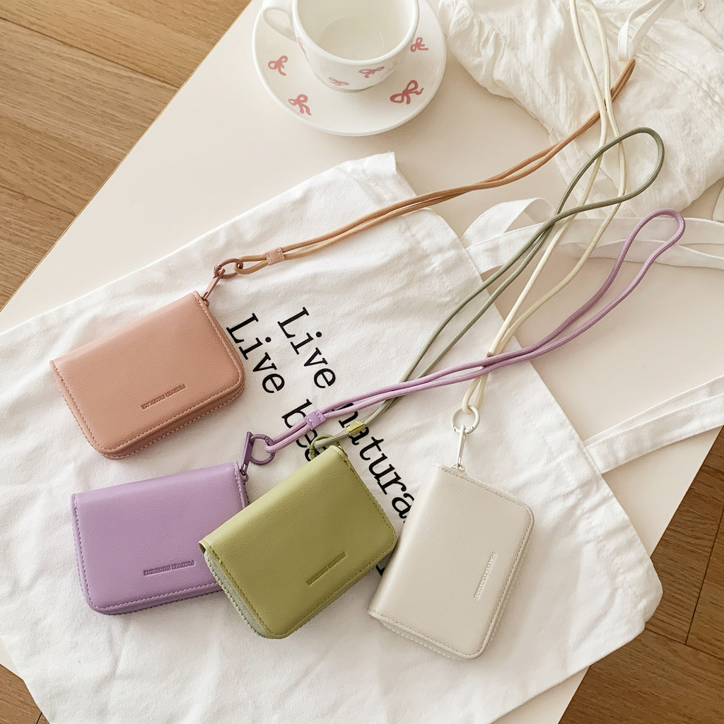 สไตล์เรียบง่ายสั้นผู้หญิงกระเป๋าหลายบัตรกรณีความจุขนาดใหญ่สะดวกสามารถฮังบนคอซิปกระเป๋า - รูปที่ 6