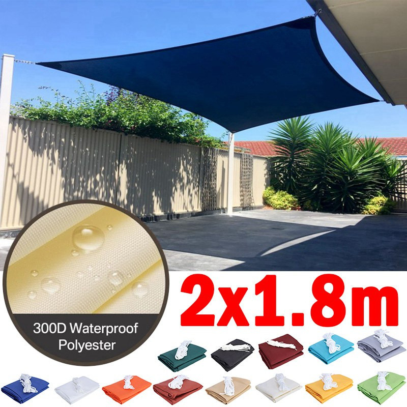 1.8mx2m 300D ผ้าโพลีเอสเตอร์กันน้ํา Sun Sails สวน Patio Sun Shelter กลางแจ้ง Backyard Gazebo Canopy 