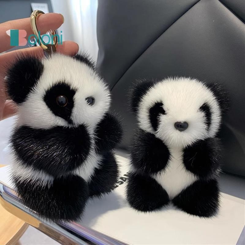 [โบโลนี] แพนด้าขนาดเล็กตุ๊กตาตุ๊กตาผู้หญิงกระเป๋าเครื่องประดับน่ารักเลียนแบบมิงค์แพนด้ารถพวงกุญแจน่ารักหมีรถแฟชั่นของขวัญใ