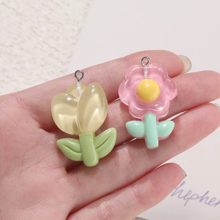 St. kunkka 5 ชิ้นเรซิ่นดอกทิวลิปดวงอาทิตย์ดอกไม้จี้สําหรับ DIY ทําด้วยมือเครื่องประดับทํา