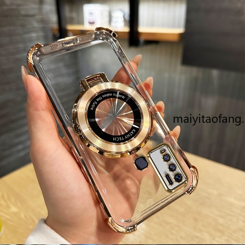 เคสสําหรับ VIVO y30 VIVO y30i VIVO Y50 เคสโทรศัพท์กันกระแทก 3D ฝาครอบการออกแบบใหม่ความงามใสพร้อมที่วางเคสนิ่มใหม่