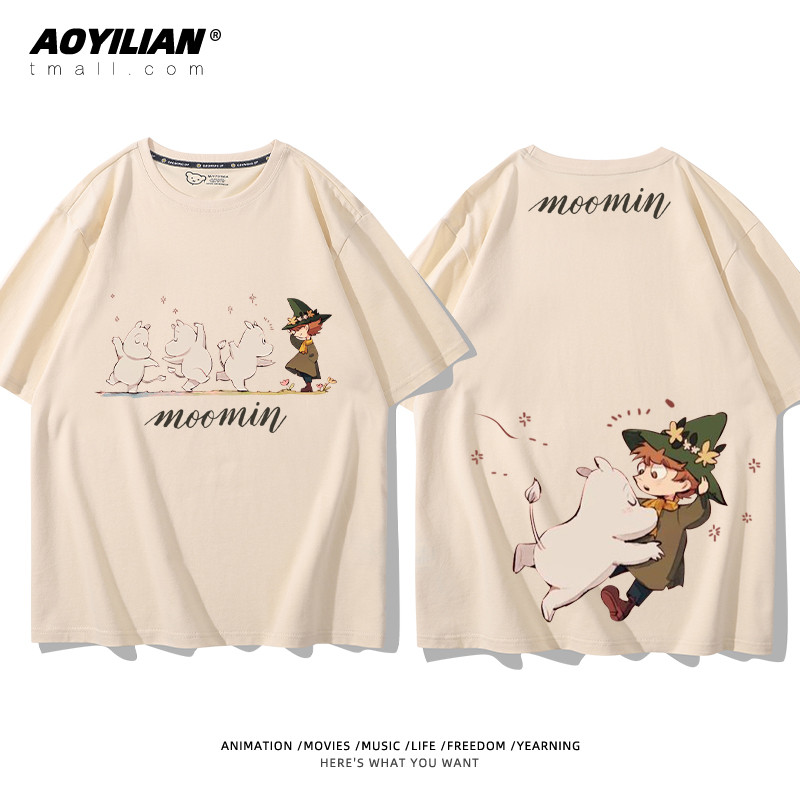 ผู้ชายผู้หญิงผ้าฝ้ายแท้มูมินขนาดเล็กไขมันครอบครัวเสื้อยืด ลูมิ ครอบครัวแขนสั้น - รูปที่ 4