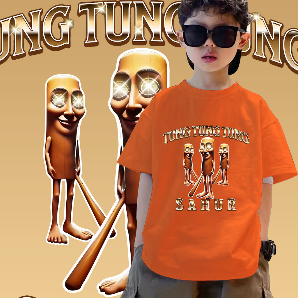 เด็ก 2025 Tung Tung Tung Sahur Funny Baseball Brainrot Meme T-shirt🧤kids เด็กใหม่แฟชั่นพิมพ์เสื้อยืด ผ้าคุณภาพสูง Unisex