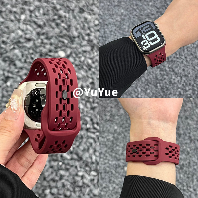 ระบายอากาศกีฬาซิลิโคนสายนาฬิกาสําหรับ แอปเปิล ดู ชุด 10/9/8/7/6/5/4/3/2/1 กับ2 พิเศษ สายคล้องคอสร้อยข้อมือสําหรับ ฉันดู ส10 49มม 46 45 44 42 41 40 38
