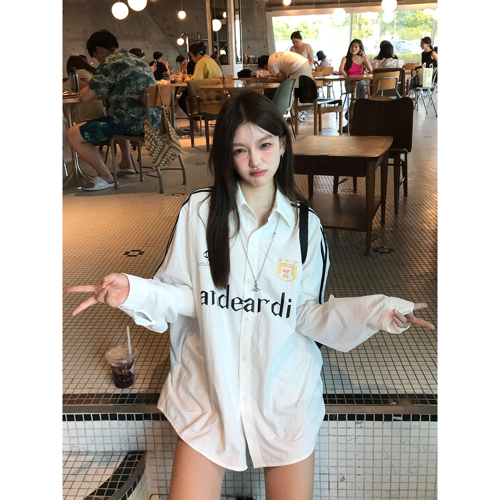TAYCEN M-2XL เสื้อ oversize เกาหลี แขนยาว ลายพิมพ์ เสื้อสาวอวบ ผู้หญิง เสื้อกันแดด – โปรปัง